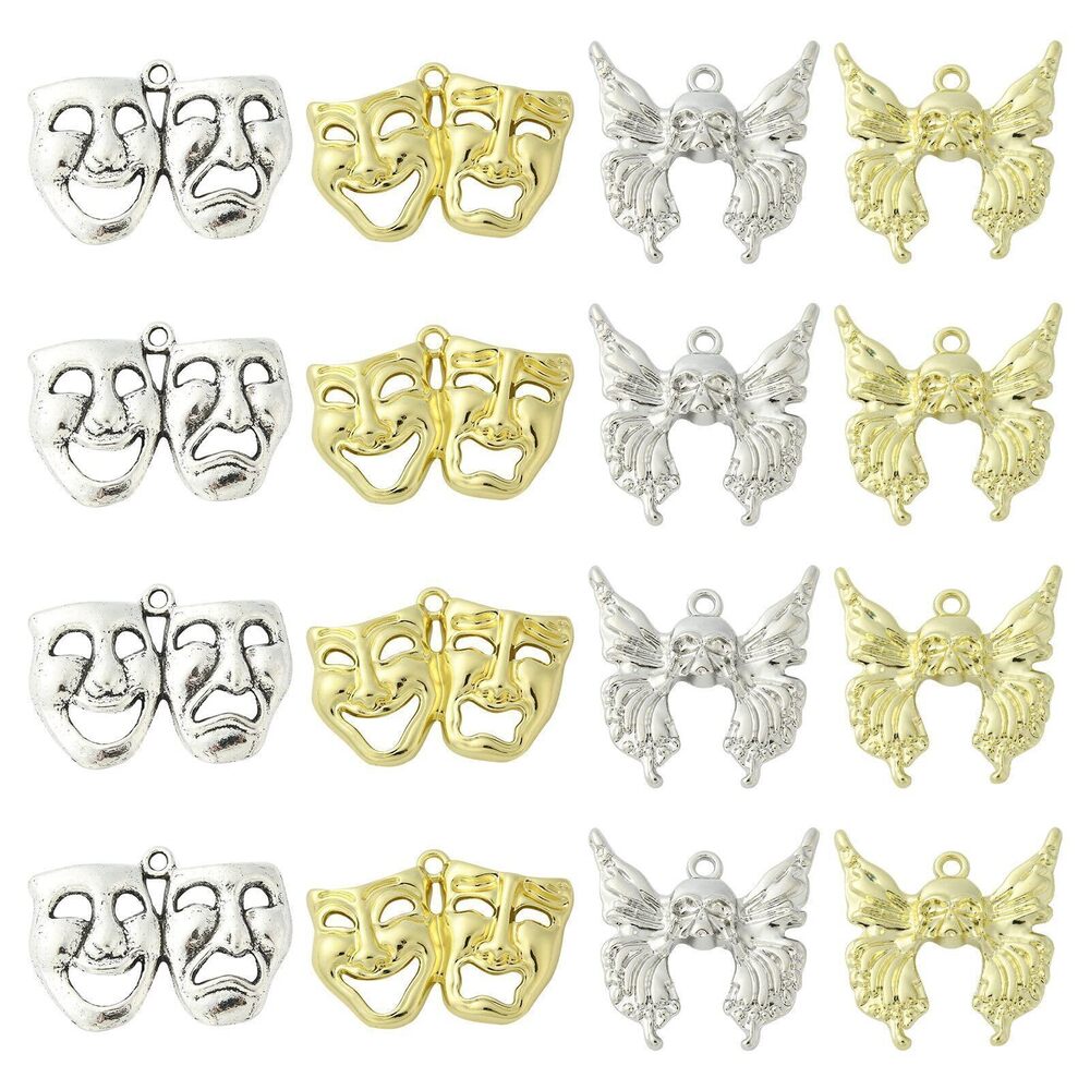 4261 20 Pcs 4 Styles Halloween Themed Mask Butterfly Skull Charms Opera
